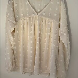 ANDTHEWHY brand long sleeved cream colored top size L